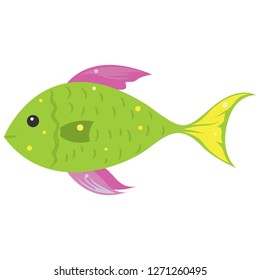 Funny illustration of a green fish