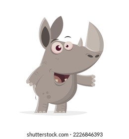 funny illustration of a happy cartoon rhino