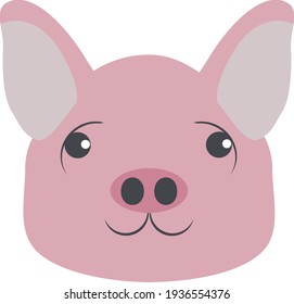 funny illustration head of pork