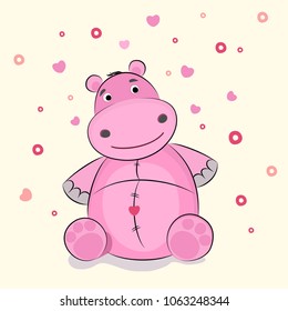 Funny illustration of a hippopotamus, vector illustration.