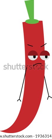 Funny illustration of hot pepper with face and hands getting angry.