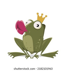 funny illustration of a kissing cartoon frog