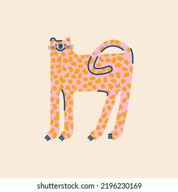 Funny illustration with the leopard. Cute children's print, card, design