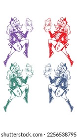 Funny Illustration Of A Majorette In A Parade Vector Illustration