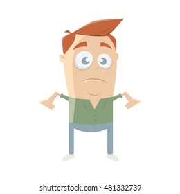 funny illustration of  a pensive guy