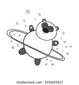 Funny illustration - planet panda. Vector illustration for design or textile print