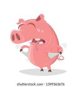 funny illustration of a poor cartoon pig
