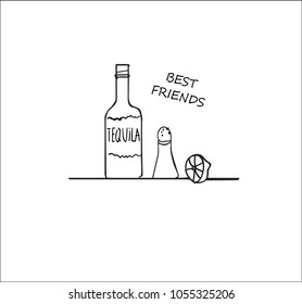 Funny illustration, tequila and soul, EPS