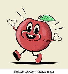 funny illustration of a walking apple