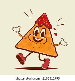 Funny Illustration Of A Walking Cartoon Nacho