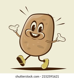 funny illustration of a walking cartoon potato