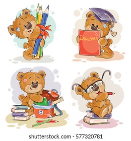 Funny Illustrations For Greeting Cards And Childrens Books On The Topic Of School And University Education