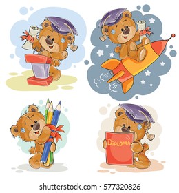 Funny illustrations for greeting cards and childrens books on the topic of school and university education