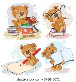 Funny Illustrations For Greeting Cards And Childrens Books On The Topic Of School And University Education