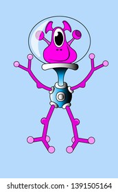 Funny illustrations of space aliens, for children.