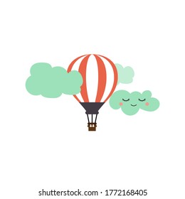 Funny image of a hot air balloon. Funny image for children.