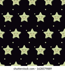 Funny image of a star with a face. Funny pattern for stars children. Editable vector.