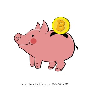 funny image - storage bitcoin in a piggy bank