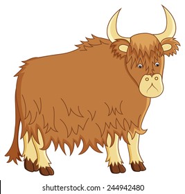 funny image of yak on isolated background