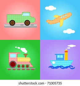 funny images of four types of transport - editable vector