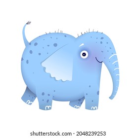 Funny imaginary elephant drawing for kids and children, African humorous safari animal. Isolated vector elephant clipart in watercolor style.