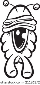 Funny Imaginary Monster Mascot Cartoon Character Jogging