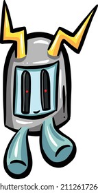 Funny Imaginary Monster Mascot Cartoon Character Robot