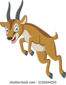 Funny impala cartoon jumping isolated on white background