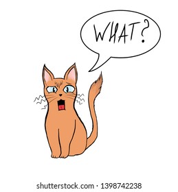 Funny impressed cat sticker. Vector illustration