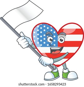 Funny independence day love cartoon character design with a flag