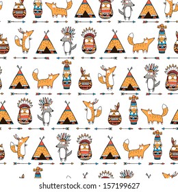 Funny indian animals pattern