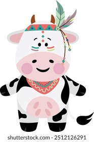 Funny indian cow isolated on white

