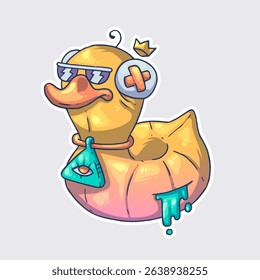 Funny inflatable duck. Cartoon vector character. Trendy style. Vector illustration.