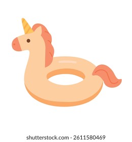 Funny inflatable unicorn swim ring for summer pool fun, beach relaxation and water play.
