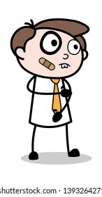 Funny Injured Face - Office Businessman Employee Cartoon Vector Illustration﻿