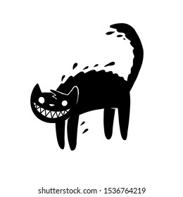 Funny ink black cat - Vector Cartoon