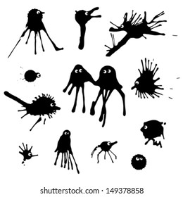 Funny ink splashes set. Can used as design elements