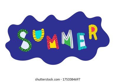 Funny inscription "summer", isolated on a white background. Vector illustration.