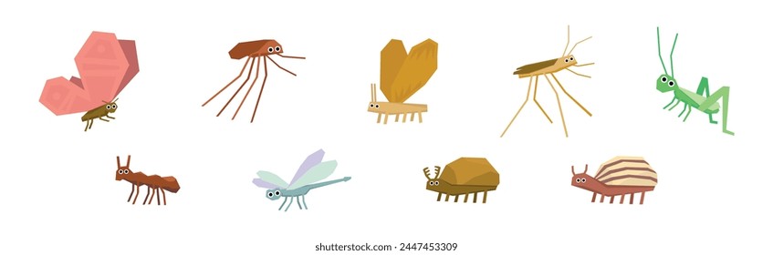 Funny Insect Small Crawling Animal Vector Set