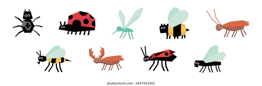 Funny Insect Small Crawling Animal Vector Set