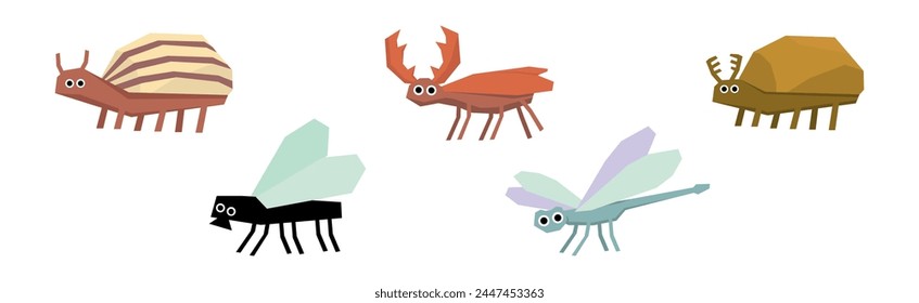 Funny Insect Small Crawling Animal Vector Set