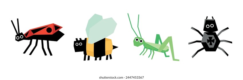 Funny Insect Small Crawling Animal Vector Set