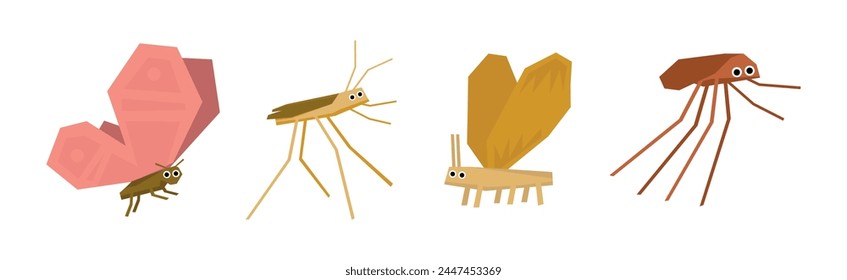 Funny Insect Small Crawling Animal Vector Set