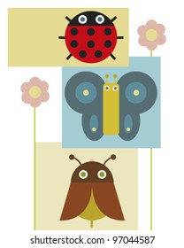 Funny insects cartoon style