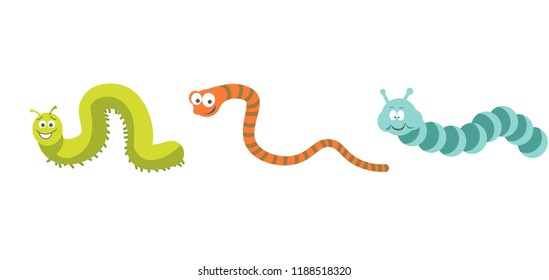 Funny insects crawling together isolated small creature vector