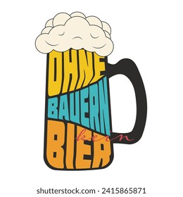  Funny inspirational beer quote "ohne bauern kein bier", vintage mug poster