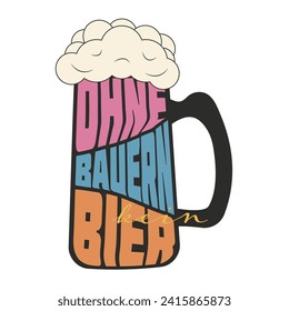  Funny inspirational beer quote "ohne bauern kein bier", vintage mug poster