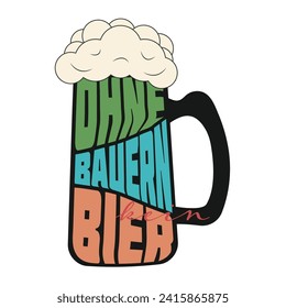  Funny inspirational beer quote "ohne bauern kein bier", vintage mug poster