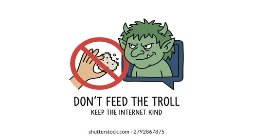 Funny Internet Troll Cartoon Warning Illustration