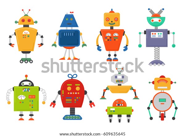 Funny Isolated Robot Set Future Robots Stock Vector (Royalty Free ...